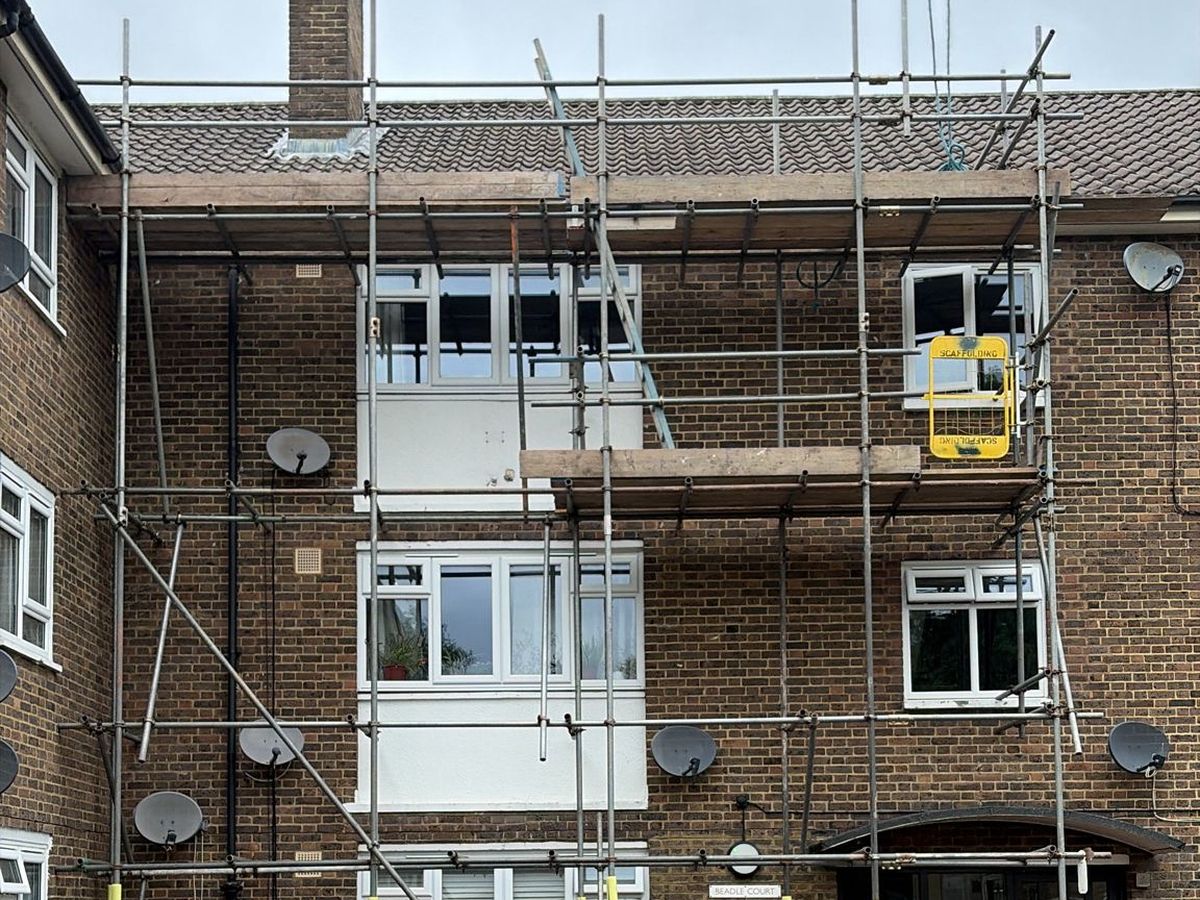 Access scaffolding on a residential block